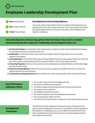 premium  Template: Leadership Development Plan Template