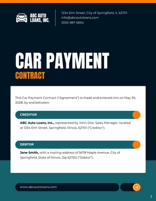 Free  Template: Car Payment Contract