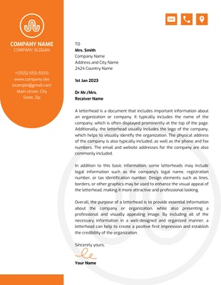 Free  Template: White And Orange Modern Creative Letterhead Template