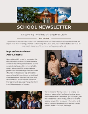 Free  Template: Brown Cream School Newsletter Template