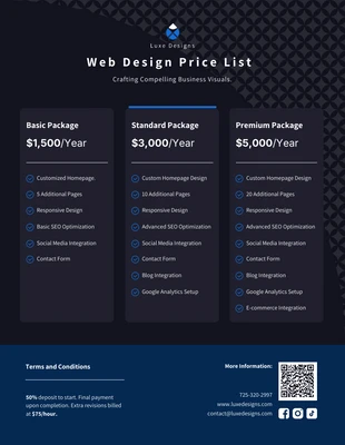 business  Template: Web Design Price List Template