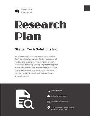 Free  Template: Black White Research Plan Template