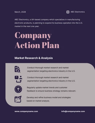 Free  Template: Purple Company Action Plan Template