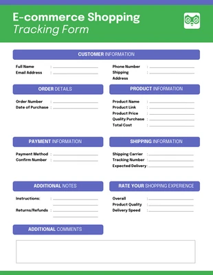 Free  Template: E-commerce Shopping Tracking Form Template