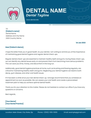 Free  Template: Blue Modern Illustration Dental Letterhead Template