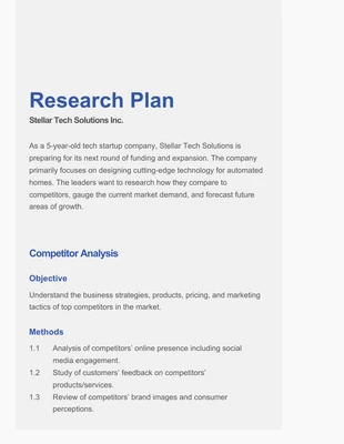 Free  Template: Blue White Research Plan Template