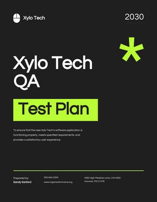 Free  Template: Black Lime Green Test Plan Template