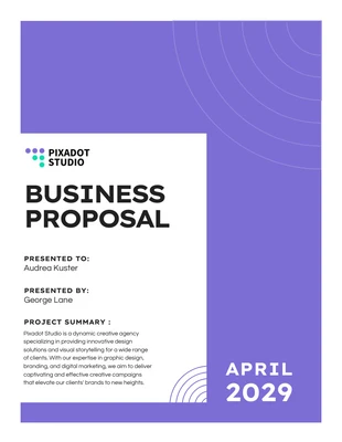 Free  Template: Purple & White Studio Professional Proposal Template