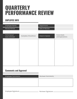 Free  Template: Gray Quarterly Performance Review Template