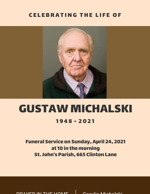 Free  Template: Brown Memorial Event Program Template