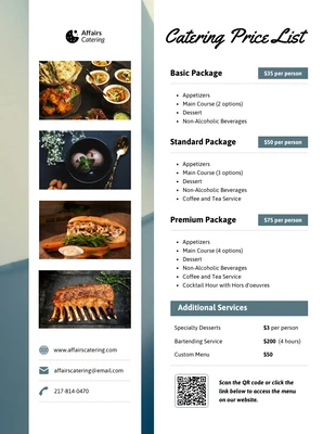 business  Template: Catering Price List Template