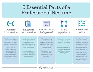 Free  Template: Icon Resume Parts List Infographic Template