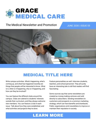 Free  Template: White Blue Medical Care Email Newsletter Template