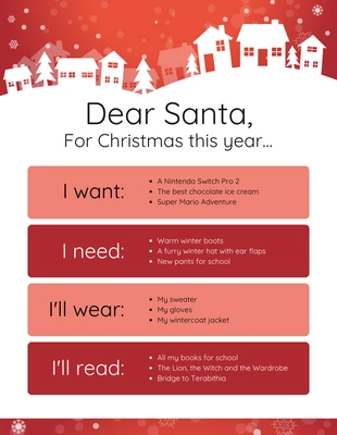 Free  Template: Santa Christmas Wish List Infographic Template