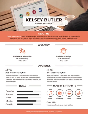 Free  Template: Photography Resume Template