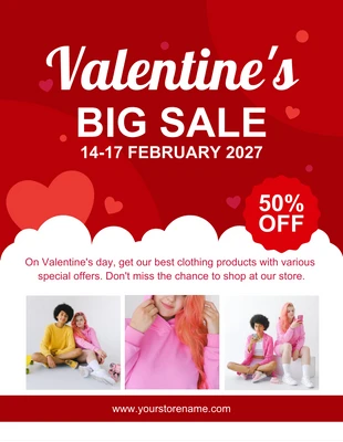 Free  Template: Valentine's Big Sale Flyer Template