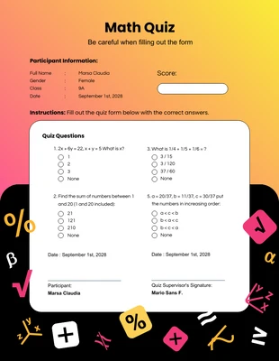 premium  Template: Colorful Gradient Quiz Form Template