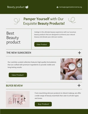 Free  Template: Green Beauty Newsletters Template