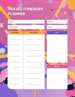 Free  Template: Aesthetic Travel Itinerary Planner Template