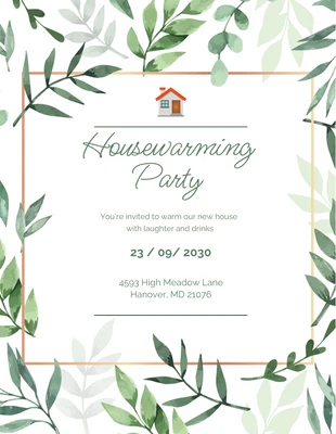 Free  Template: Green Aesthetic Invitation Housewarming