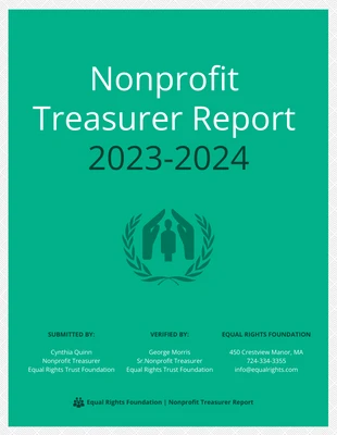 premium  Template: Equal Rights Nonprofit Treasurer Report Example Template