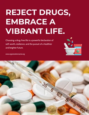 Free  Template: Red And White Simple Photo Drug Awareness Poster