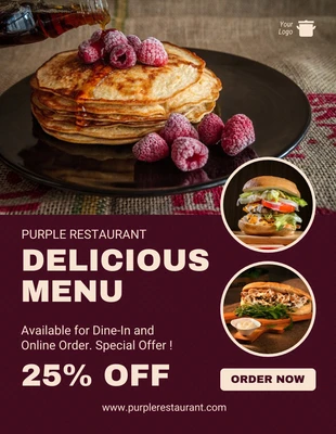 Free  Template: Restaurant Delicious Menu Flyer Template