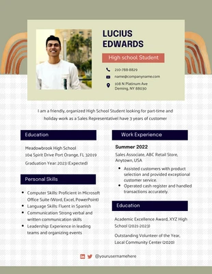 Free  Template: Green Box High School Student Resume Template