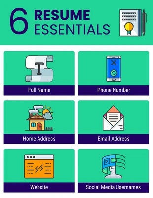 Free  Template: 6 Modern Resume Essentials Infographic Template
