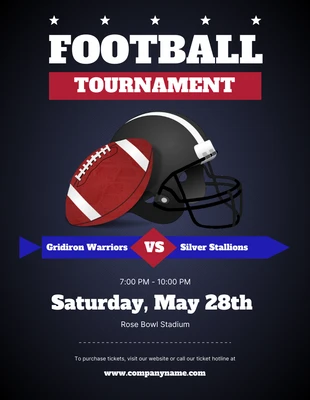 Free  Template: Dark Blue Football Tournament Poster