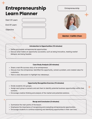 Free  Template: Learn Entrepreneurship Plan Template