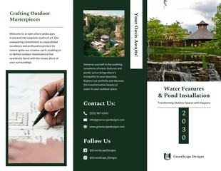 Free  Template: Water Features & Pond Installation Brochure Template