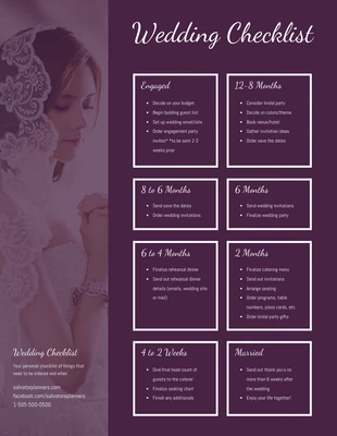 Free  Template: Modern Purple Wedding Checklist Template