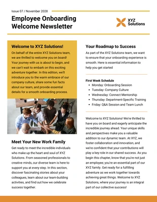 Free  Template: Employee Onboarding Welcome Newsletter Template