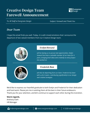 business  Template: Farewell Email Newsletter Template