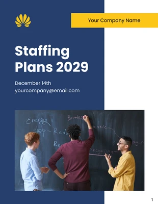 Free  Template: Blue Yellow White Company Staffing Plan Template