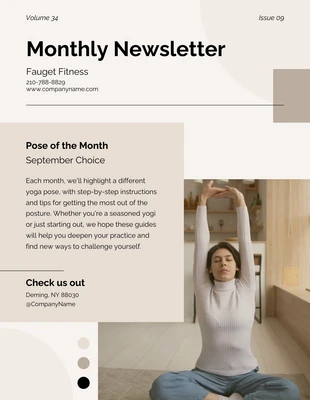 Free  Template: Grey White Fitness Monthly Newsletter Template