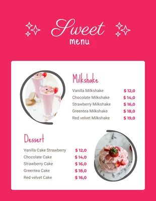 Free  Template: Magenta Simple Food And Drink Sweet Dessert Menu