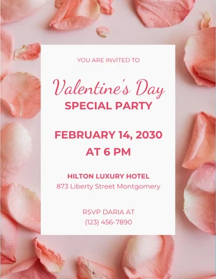 Free  Template: Floral Valentine's Party Flyer Template