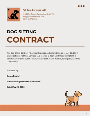 Free  Template: Dog Sitting Contract Template