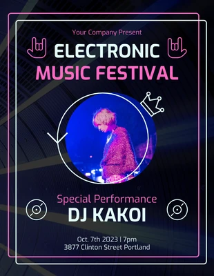 Free  Template: Modern Electronic Music Festival Flyer Template