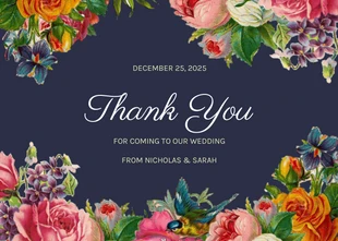 Free  Template: Dark Purple Modern Classic Vintage Wedding Thank You Postcard