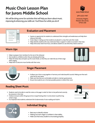 Free  Template: Middle School Choir Lesson Plan Template