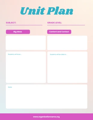 Free  Template: Gradient Simple Unit Plan Template