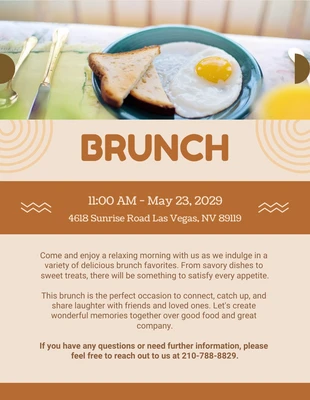 Free  Template: Brown Simple Elegant Modern Brunch Party Invitation