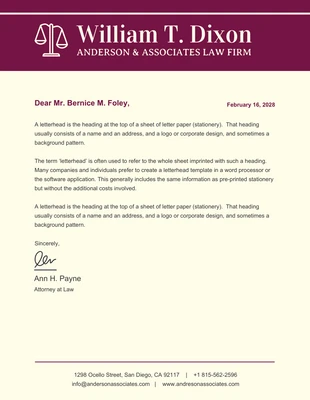 Magenta Law Firm Letterhead