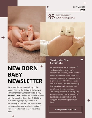 Free  Template: Brown Newborn Baby Newsletter Template