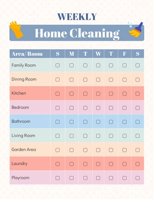 Free interactive Template: White Blue Weekly Home Cleaning  Template