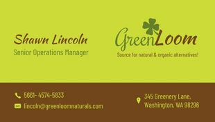 Free  Template: Green Organic Business Card