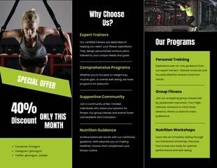 Green and Black Fitness Trifold Brochure - Page 2